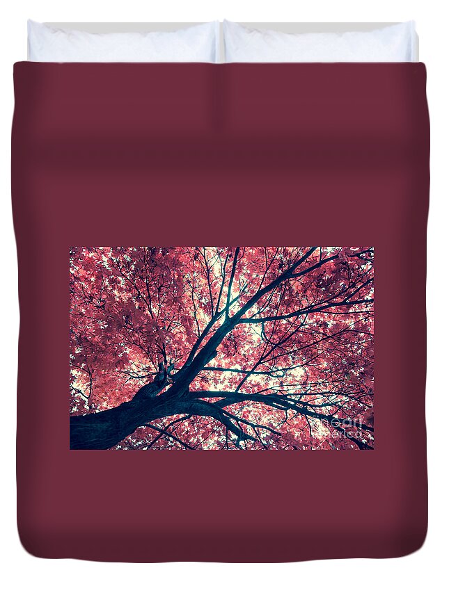 Autumn Duvet Cover featuring the photograph Japanese Maple - Vintage by Hannes Cmarits