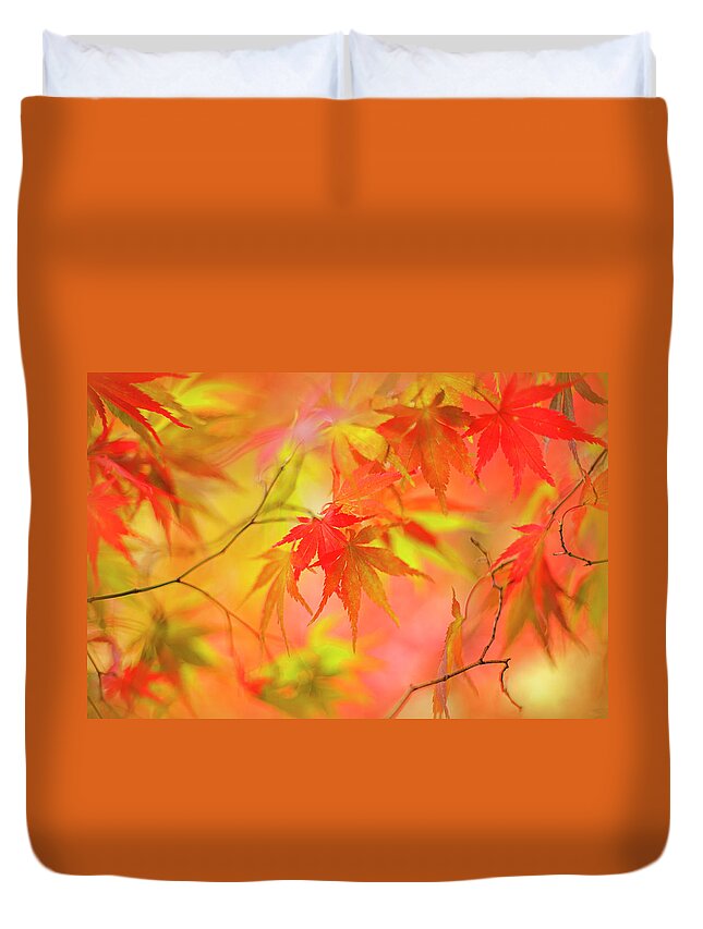 Tranquility Duvet Cover featuring the photograph Japanese Maple Tree Leaves - Acer by Jacky Parker Photography