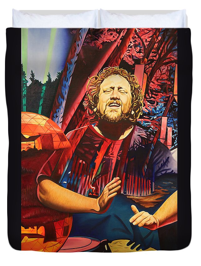 The String Cheese Incident Duvet Cover featuring the painting Jason Hann at Horning's Hideout by Joshua Morton
