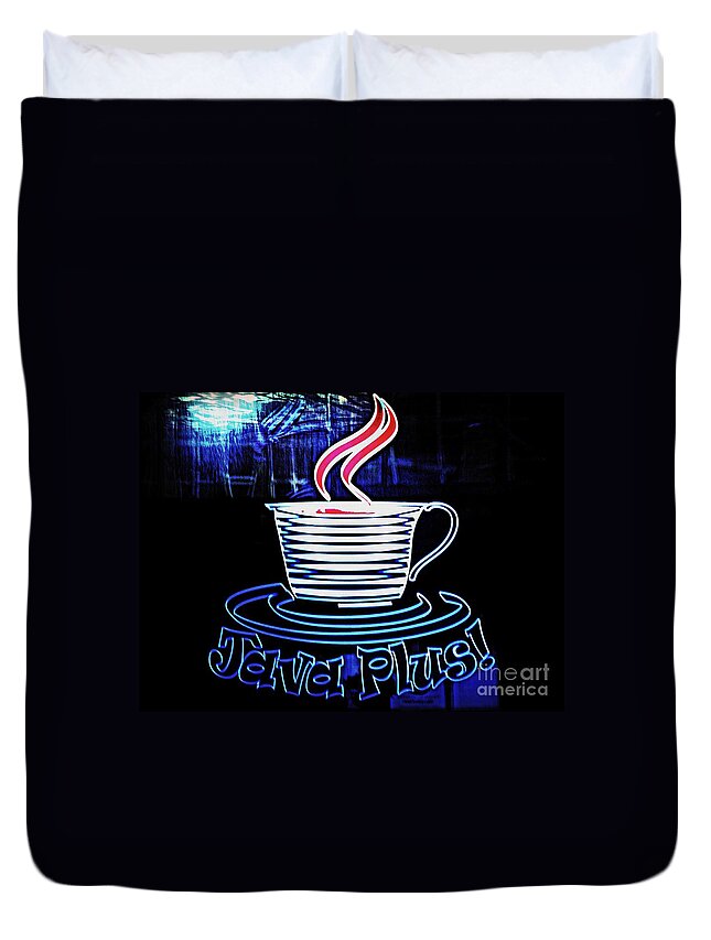 Coffee House Duvet Cover featuring the photograph Java Plus by Kelly Awad