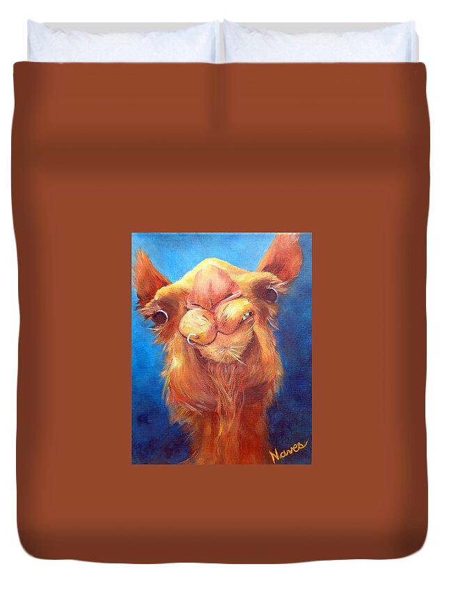 Camel Duvet Cover featuring the painting Jay Z Camel by Deborah Naves