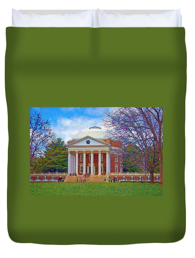 Rotunda Duvet Cover featuring the photograph Jefferson's Rotunda at UVA by Jerry Gammon
