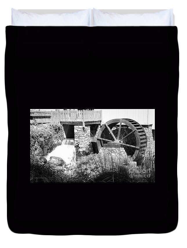 Jenney Mill Duvet Cover featuring the photograph Jenney Mill in black and white by Carol Lynn Coronios