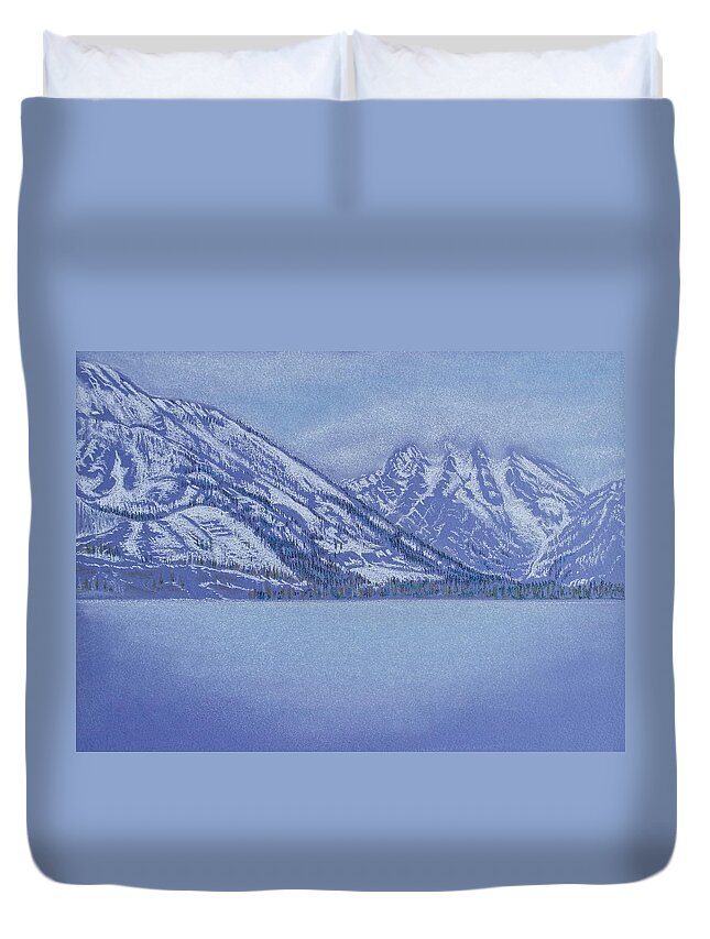 Landscape Duvet Cover featuring the pastel Jenny Lake - Grand Tetons by Michele Myers
