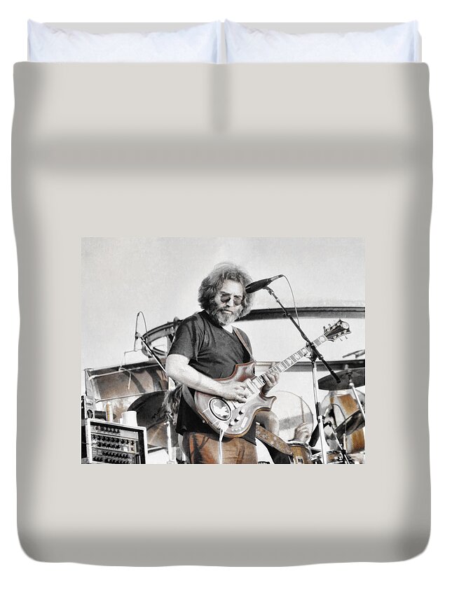 The Grateful Dead Duvet Cover featuring the photograph Jerry Garcia by Allan Van Gasbeck