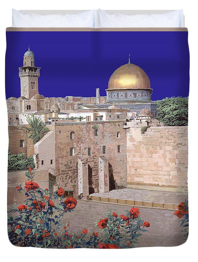 Jerusalem Duvet Cover featuring the painting Jerusalem by Guido Borelli