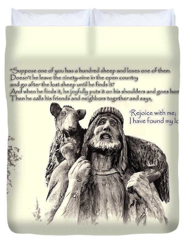Luke 15 Duvet Cover featuring the photograph Jesus and Lamb by David Arment