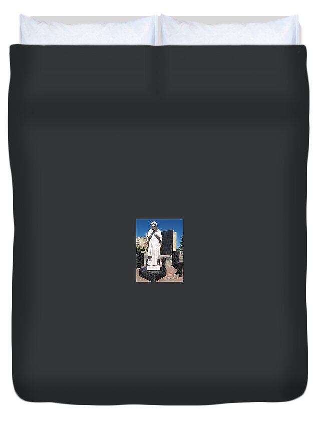 Oklahoma City Statue Duvet Cover featuring the painting Jesus Wept by Robin Pedrero
