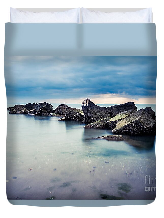 Adria Duvet Cover featuring the photograph Jetty by Hannes Cmarits