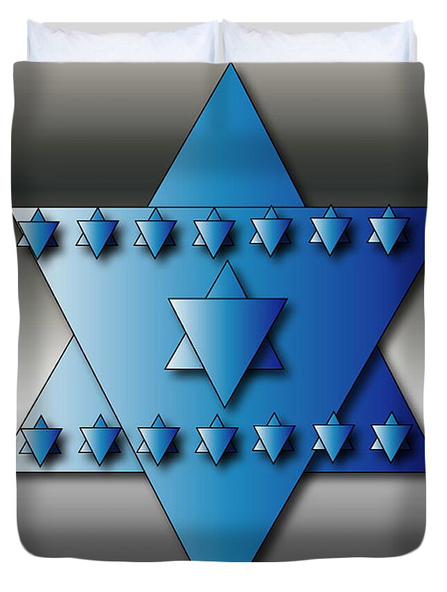 Hanukkah Duvet Cover featuring the digital art Jewish Stars by Marvin Blaine