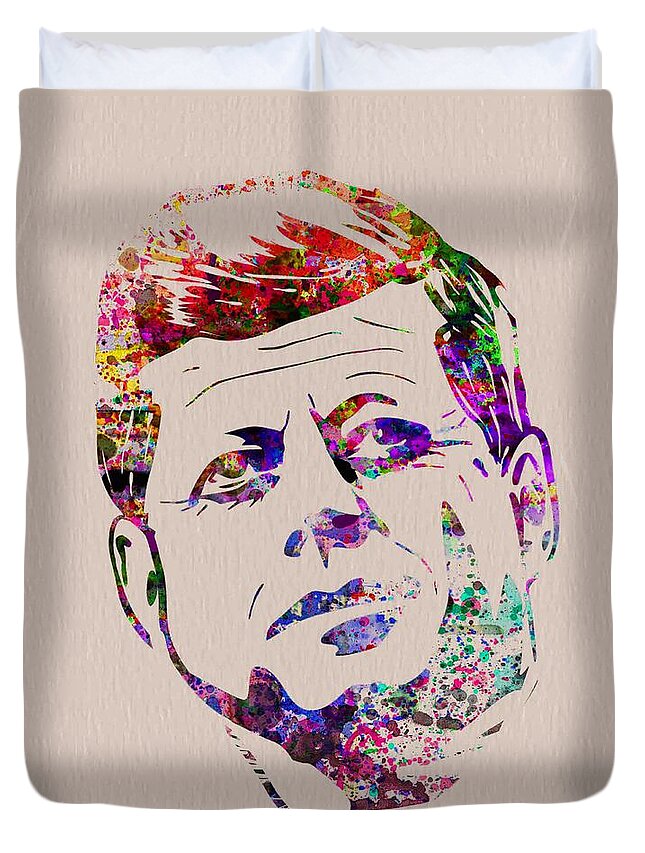 Jfk Duvet Cover featuring the painting JFK Watercolor by Naxart Studio