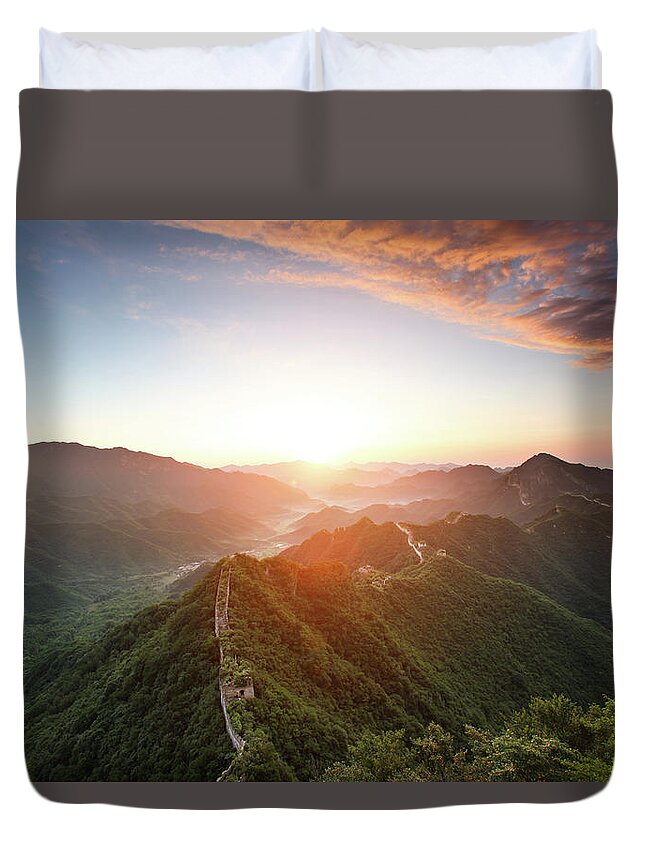 Tranquility Duvet Cover featuring the photograph Jiankou Great Wall Sunrise by Reto Fröhlicher