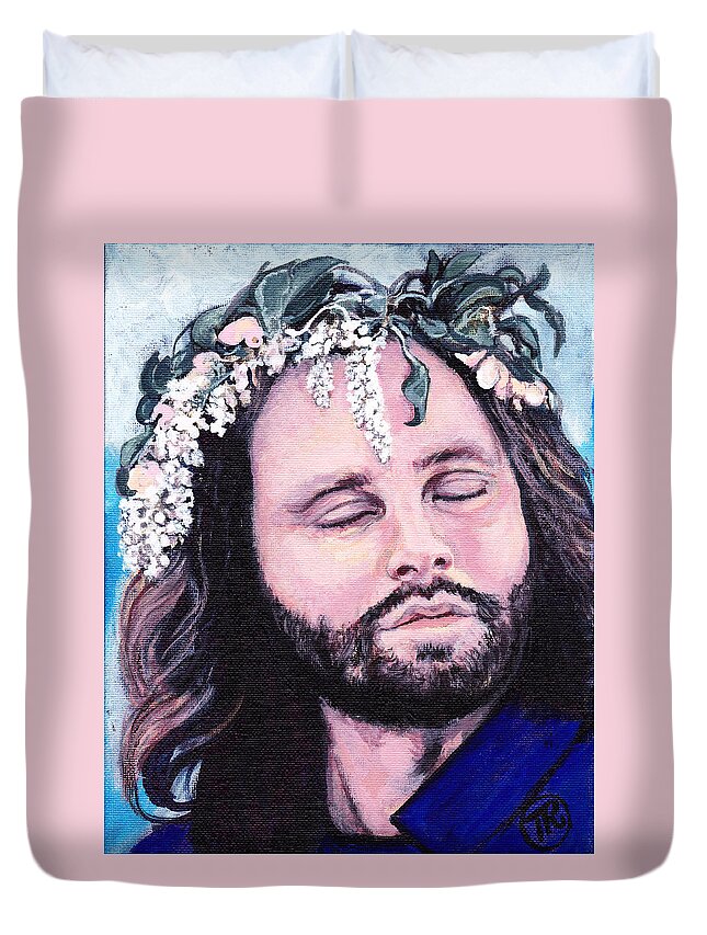 Jim Morrison Duvet Cover featuring the painting Jim Morrison by Tom Roderick