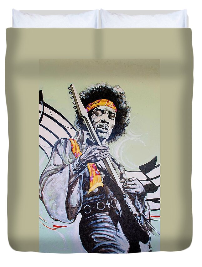 Jimi Hendrix Duvet Cover featuring the photograph Jimi by Rob Hans