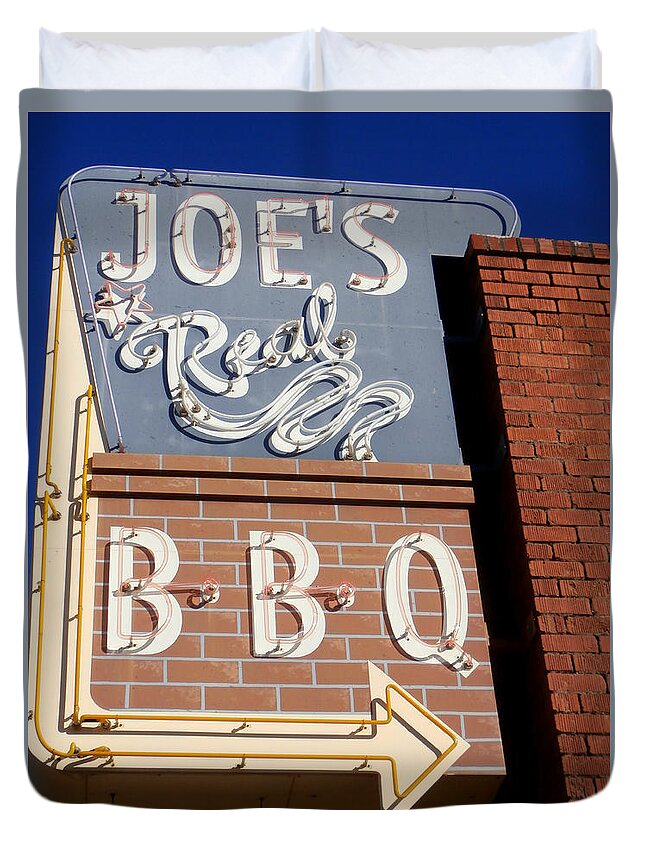 Joes Real Bbq Duvet Cover featuring the photograph Joes Real BBQ by Karyn Robinson