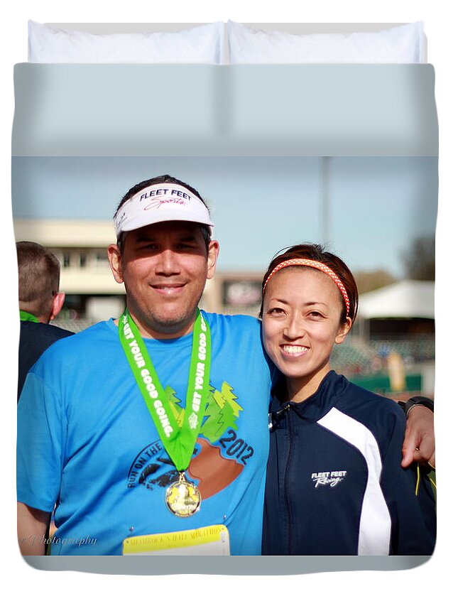 Shamrockn 2013 Duvet Cover featuring the photograph John and Makiko by Randy Wehner