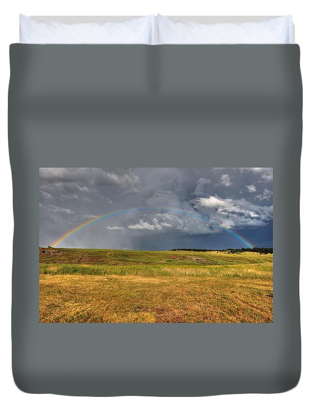 Photograph Duvet Cover featuring the photograph John Deer at the End of the Rainbow by Richard Gehlbach