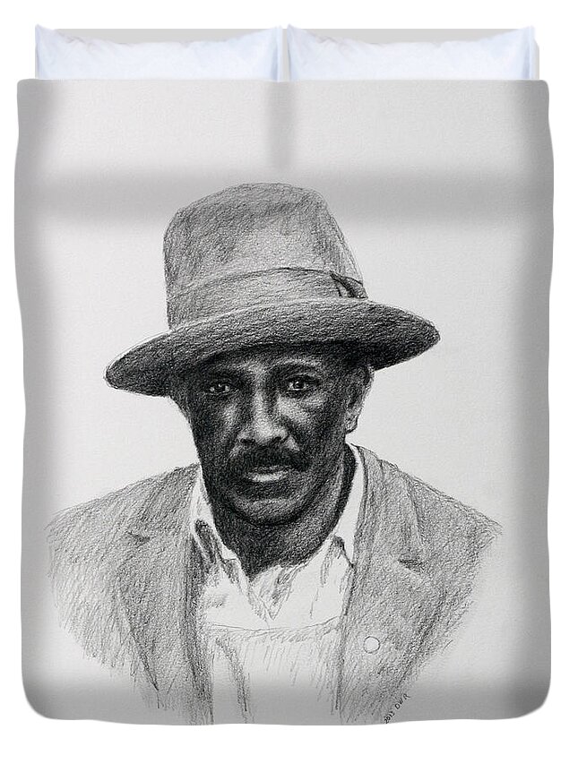 Portrait Duvet Cover featuring the drawing John Hearn by Daniel Reed