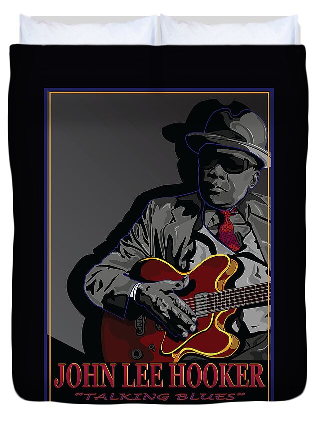John Lee Hooker Duvet Cover featuring the digital art John Lee Hooker American Blues Musician by Larry Butterworth