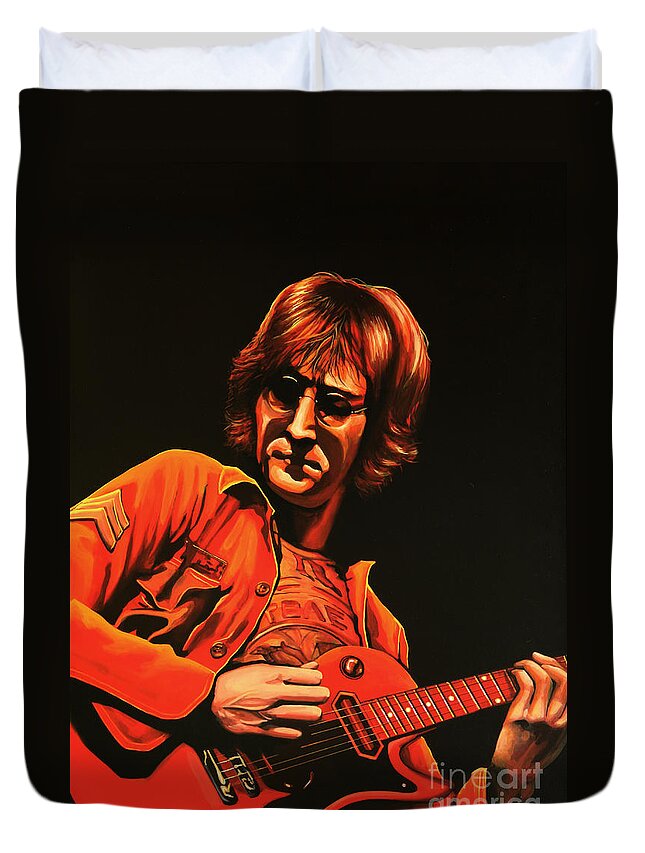 John Lennon Duvet Cover featuring the painting John Lennon Painting by Paul Meijering