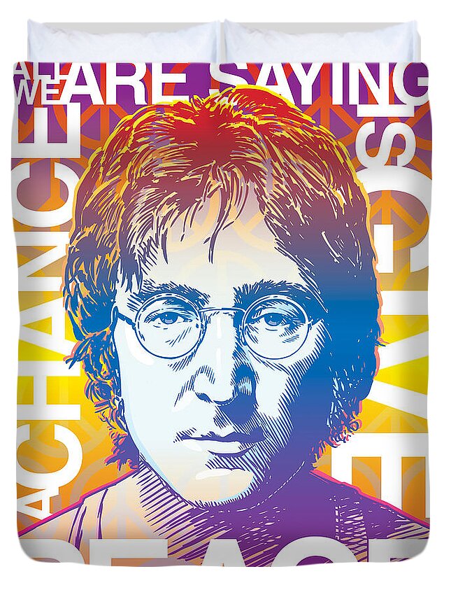 John Lennon Duvet Cover featuring the digital art John Lennon Pop Art by Jim Zahniser