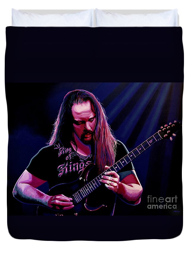 John Petrucci Duvet Cover featuring the painting John Petrucci Painting by Paul Meijering