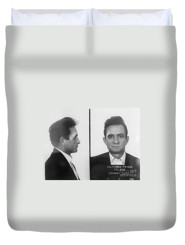 Johnny Cash Duvet Cover featuring the mixed media Decorate Your Home with Johnny Cash Folsom Prison by David Millenheft