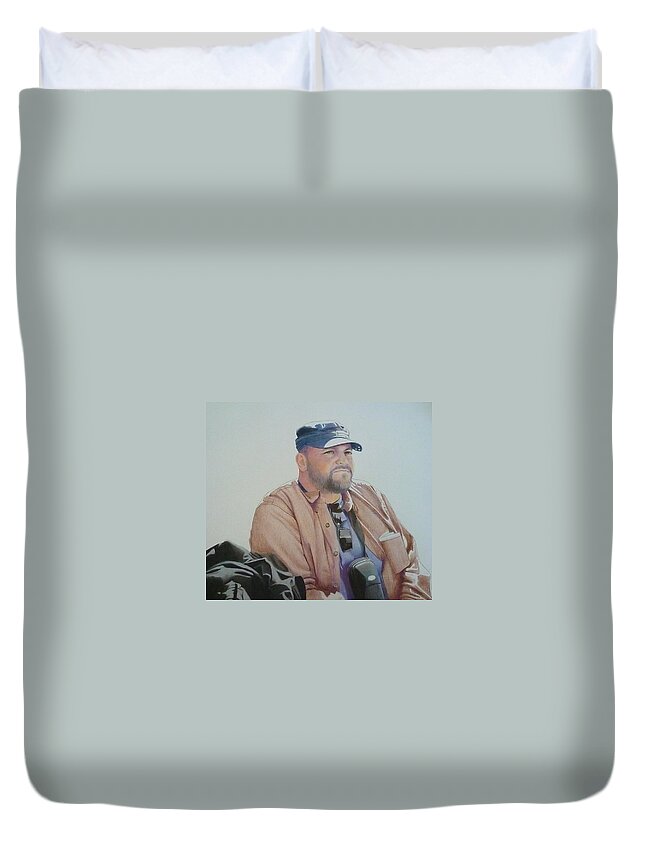 Portrait Duvet Cover featuring the mixed media Joseph Gerard by Constance DRESCHER