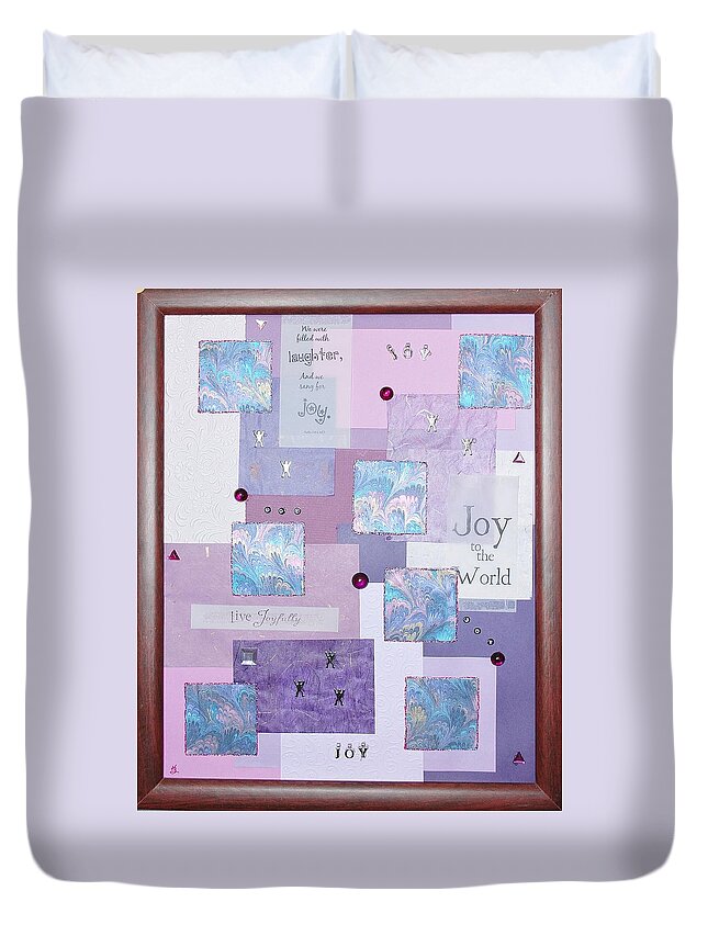 Mixed Media Duvet Cover featuring the painting Joy by Karen Buford