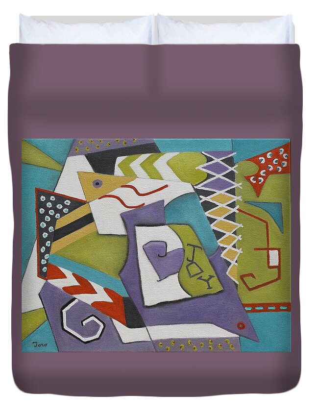 Abstract Duvet Cover featuring the painting Joy by Trish Toro