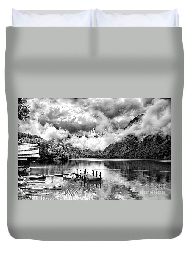 Slovenia Duvet Cover featuring the photograph Julian Alps in BW by Timothy Hacker