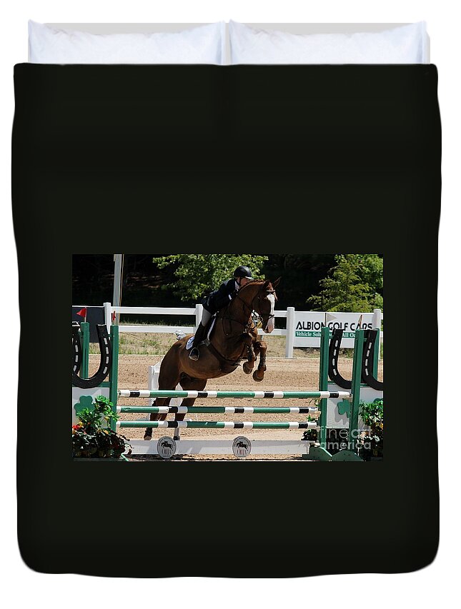 Equestrian Duvet Cover featuring the photograph Jumper124 by Janice Byer