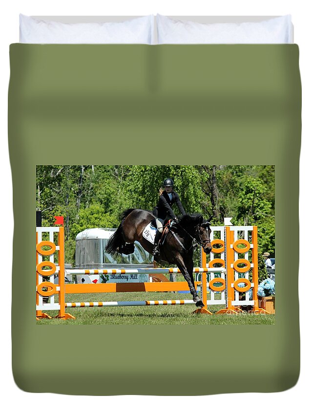 Equestrian Duvet Cover featuring the photograph Jumper42 by Janice Byer