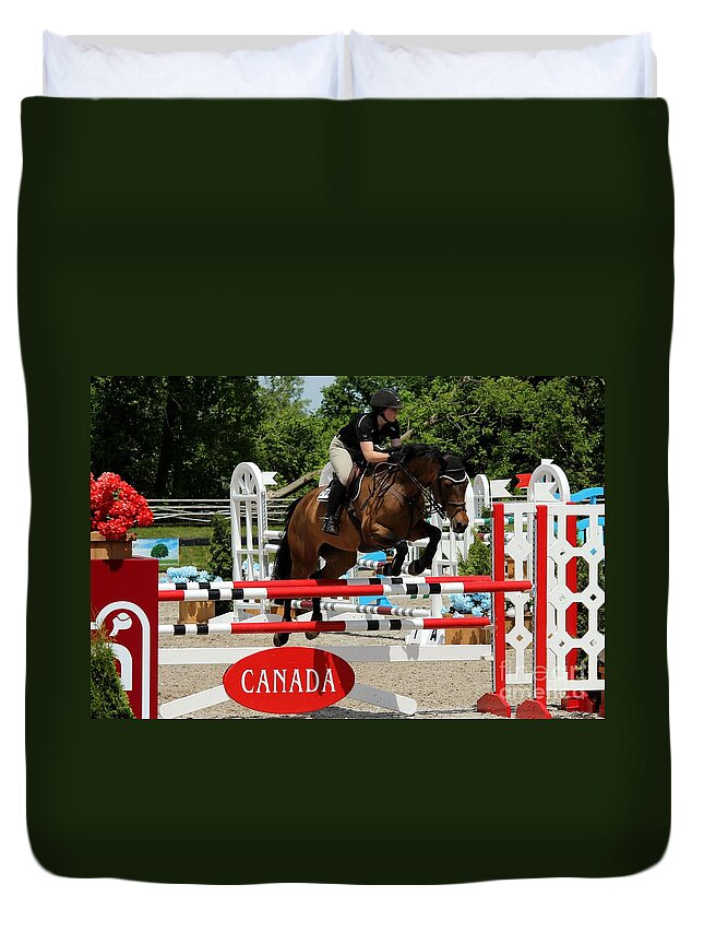 Equestrian Duvet Cover featuring the photograph Jumper70 by Janice Byer