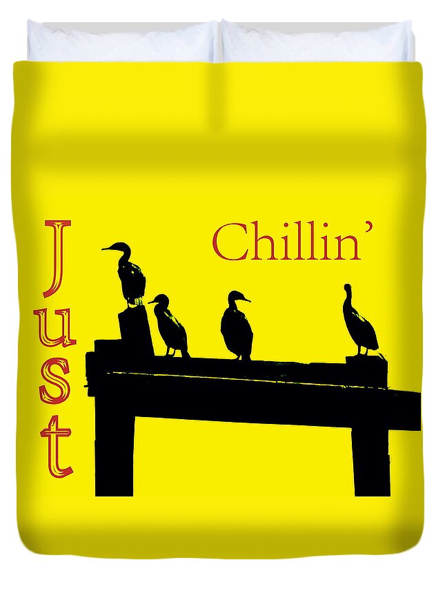 Birds Duvet Cover featuring the photograph Just Chillin' by Deborah Crew-Johnson