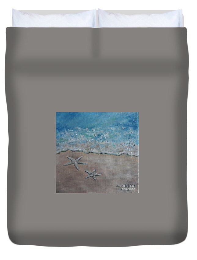 Sea Duvet Cover featuring the painting Just The Two Of Us by Julie Brugh Riffey