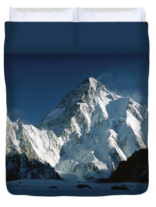 00260216 Duvet Cover featuring the photograph K2 At Dawn by Colin Monteath
