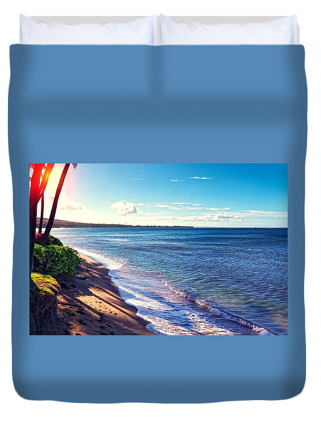Hawaii Duvet Cover featuring the photograph Kaanapali Beach by Lars Lentz