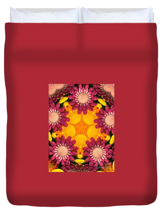 Daisies Duvet Cover featuring the digital art Kaleidoscope Daisies by Amy Cicconi
