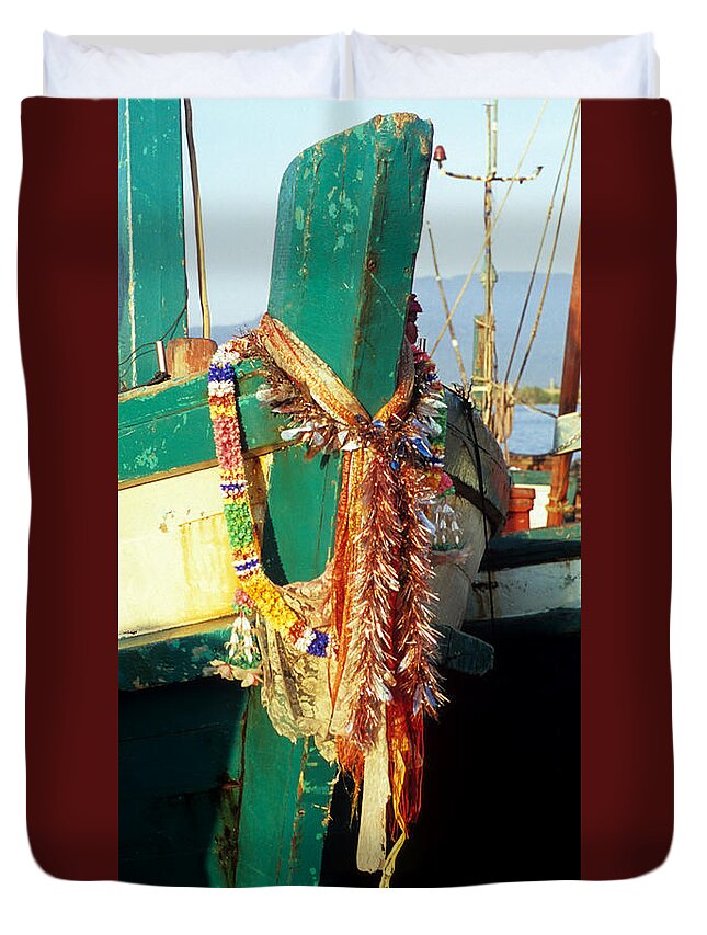 Cambodia Duvet Cover featuring the photograph Kampot Boat 08 by Rick Piper Photography