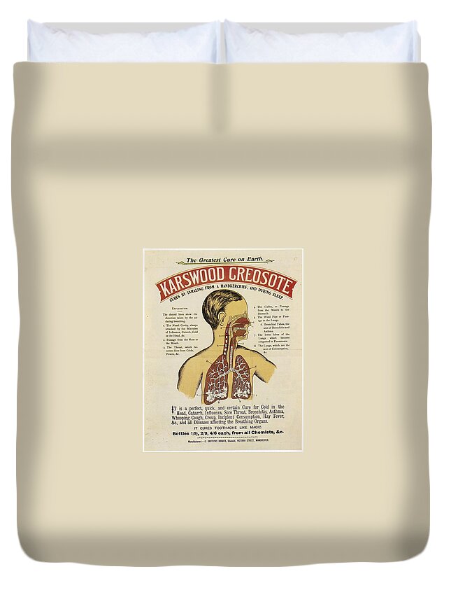 Karswood Duvet Cover featuring the photograph Karswood Creosote Medicine Vintage Ad by Gianfranco Weiss
