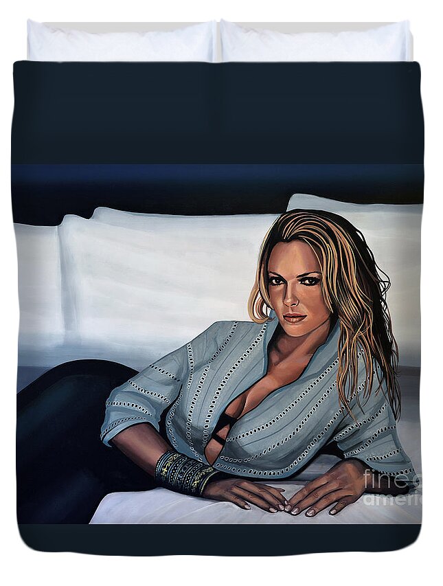 Katherine Heigl Duvet Cover featuring the painting Katherine Heigl by Paul Meijering