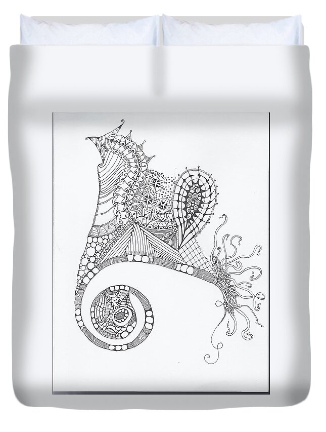 Zentangles Duvet Cover featuring the mixed media Keep On Rolling by Ruth Dailey