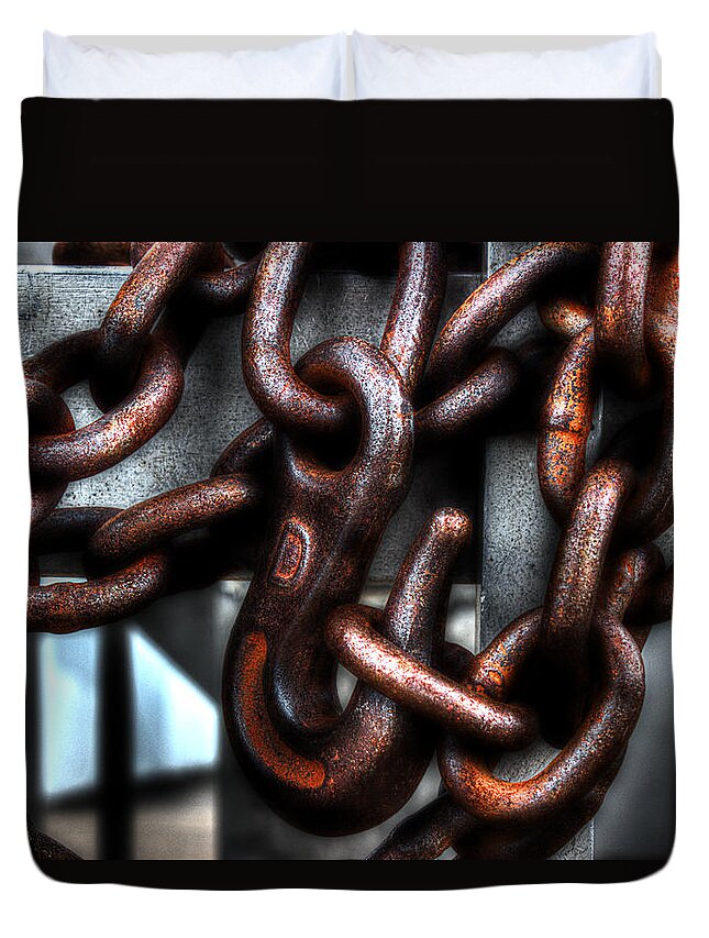 Chain Duvet Cover featuring the photograph Keep Out by Michael Eingle