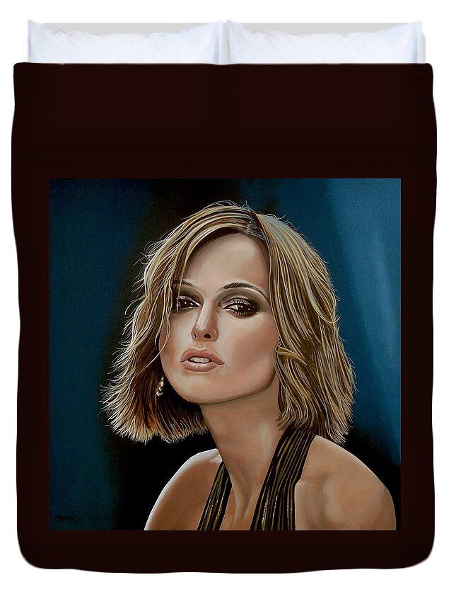 Keira Knightley Duvet Cover featuring the painting Keira Knightley by Paul Meijering