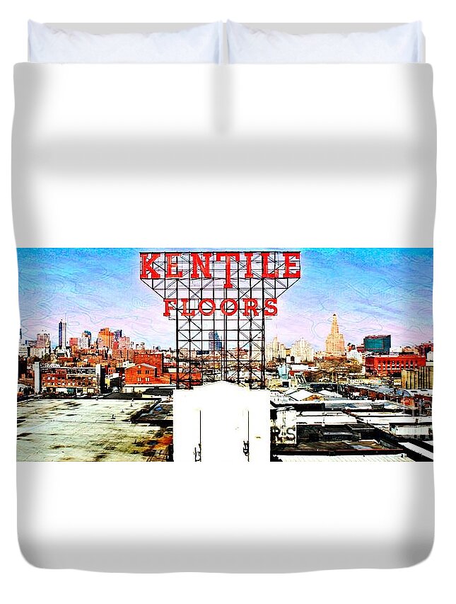 Kentile Floors Sign Duvet Cover featuring the photograph Kentile Floors by Lilliana Mendez