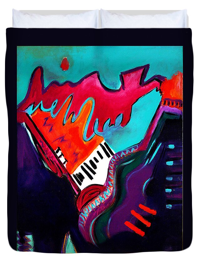 Music Duvet Cover featuring the painting Key Notes by Linda Holt