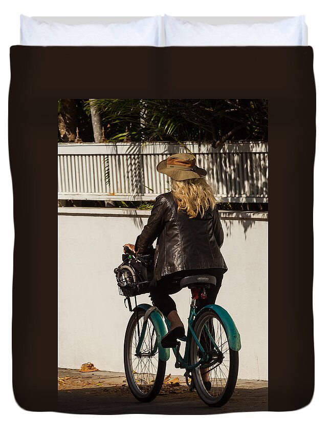 Basket Duvet Cover featuring the photograph Key West Commuter by Ed Gleichman