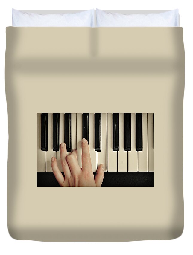 Chord Duvet Cover featuring the photograph Keyboard by Sophie Idsinga