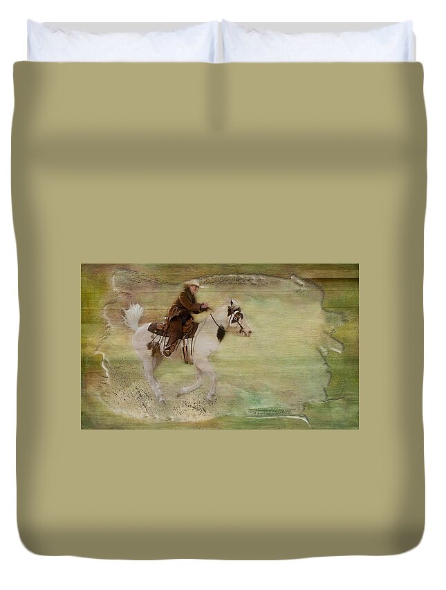 Animals Duvet Cover featuring the photograph Kicking Up Some Dirt by Susan Candelario